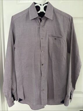 Ted Baker London Formal Patterned Dress Shirt Plum with Navy Details Preppy